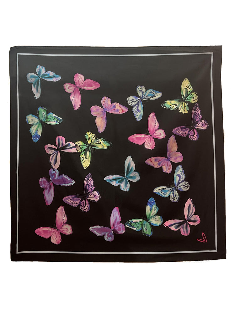Black Magical Butterflies Handkerchief