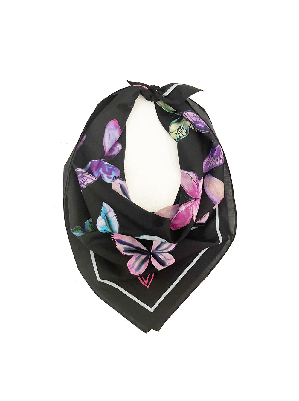 Black Magical Butterflies Handkerchief